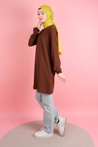 Ayrobin Tunik Jenna Basic Armalı Tunik Kahverengi - 2