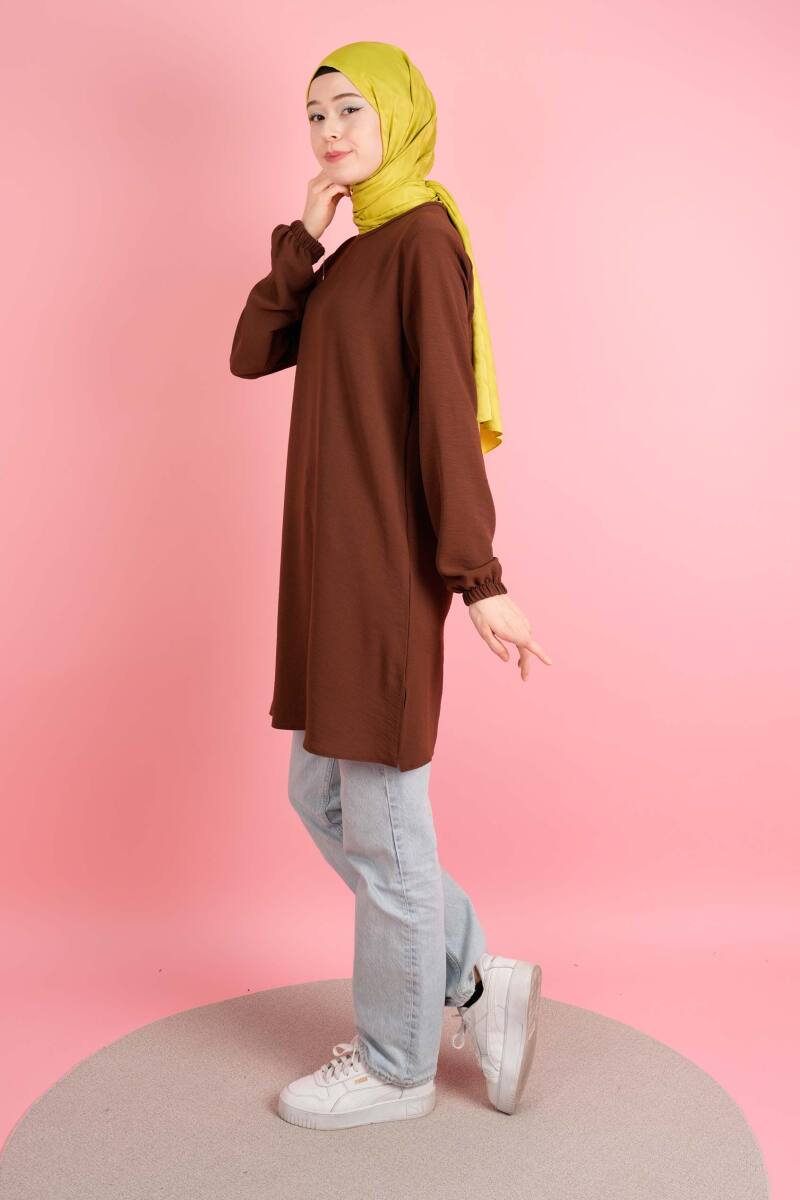 Ayrobin Tunik Jenna Basic Armalı Tunik Kahverengi - 2