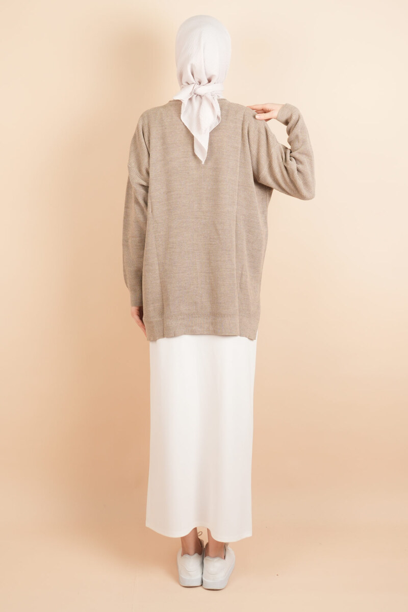 Basic Pirinç Örgü Tunik Kazak Bej - 4
