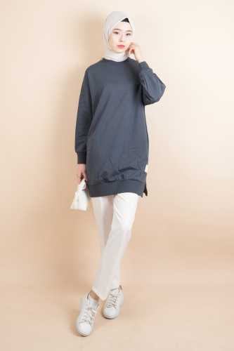 Bayan Basic Sweat Amblemli Tesettür Sweat Antrasit - 2