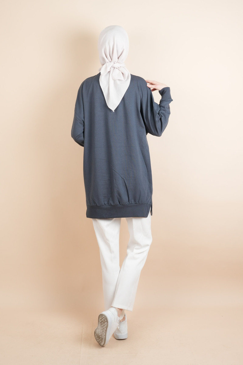 Bayan Basic Sweat Amblemli Tesettür Sweat Antrasit - 4