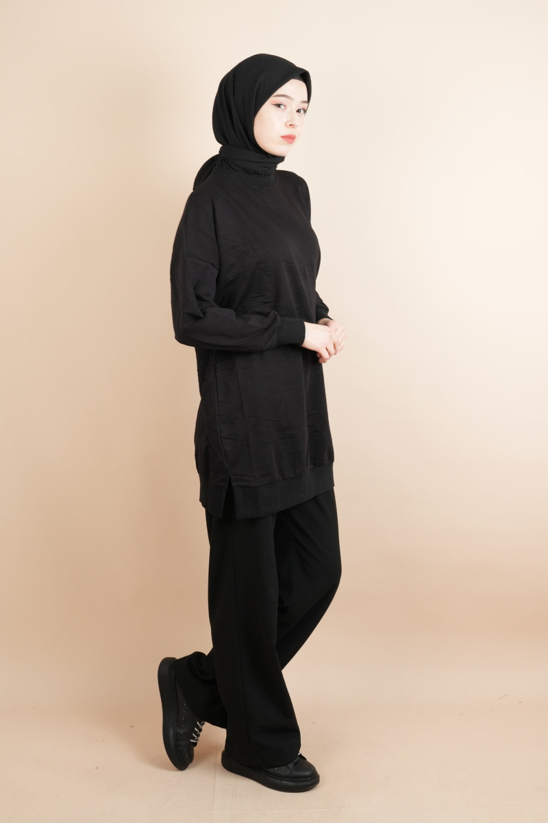 Bayan Basic Sweat Amblemli Tesettür Sweat Siyah - 3