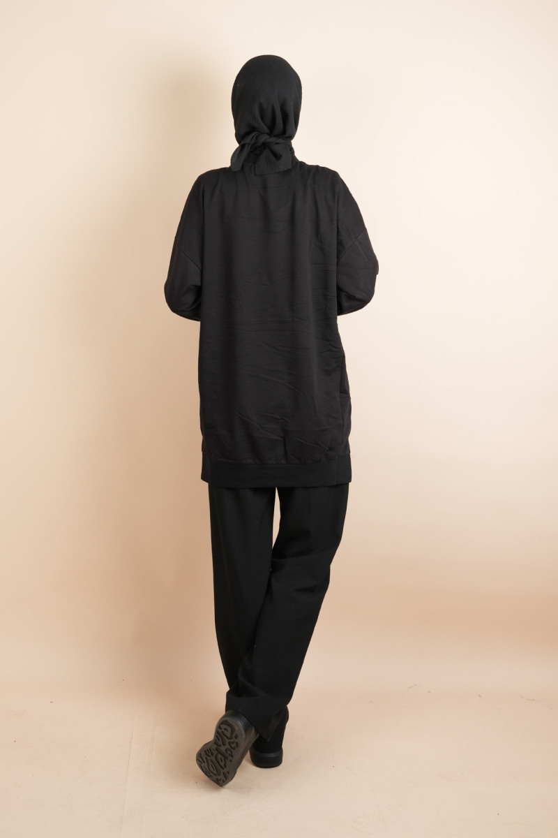 Bayan Basic Sweat Amblemli Tesettür Sweat Siyah - 4