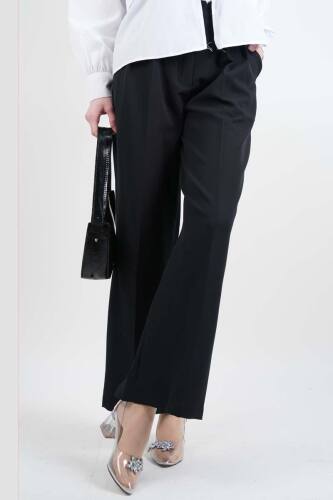 Bayan Blazer Pantolon Bol Paça Pantolon Siyah 
