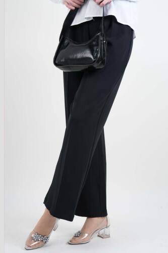 Bayan Blazer Pantolon Bol Paça Pantolon Siyah - 2