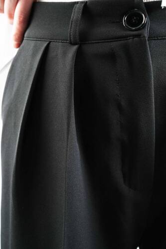 Bayan Blazer Pantolon Bol Paça Pantolon Siyah - 4