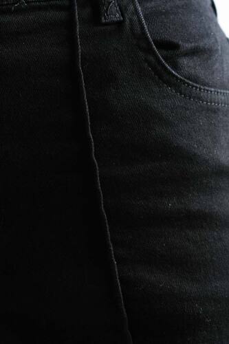 Bayan Bol Paça Kot Pantolon Palazzo Denim Siyah - 4