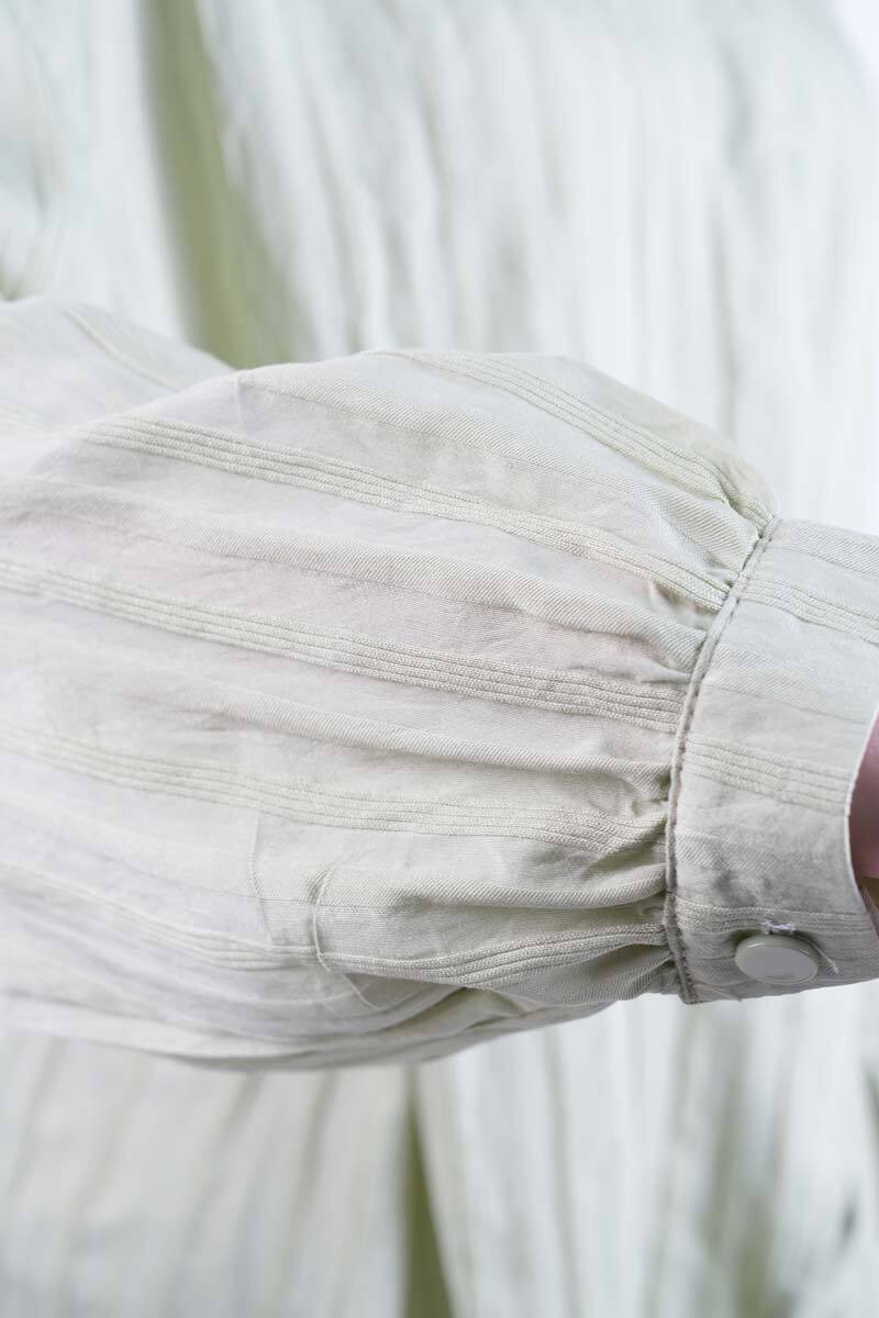 Bayan Gömlek Çapraz Düğmeli Yandan Bağlamalı Kimono Gömlek Yeşil - 5