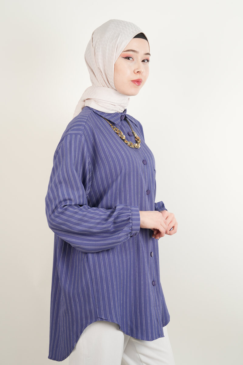 Bayan Gömlek -Kolyeli Rahat Kesim Gömlek Mor - 3