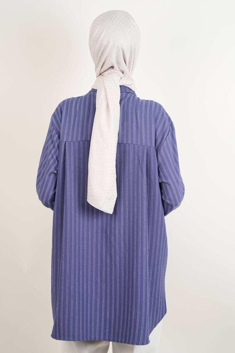 Bayan Gömlek -Kolyeli Rahat Kesim Gömlek Mor - 4