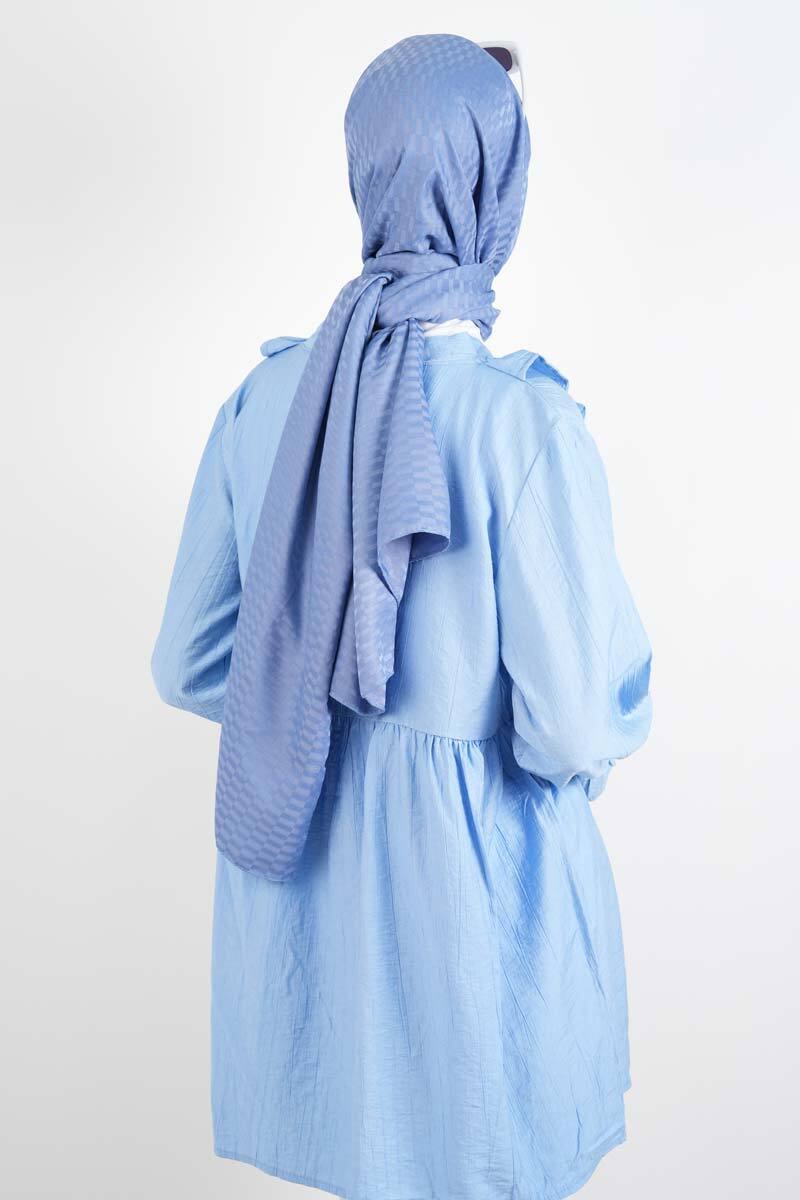 Bayan Kimono Ceket Ön V Fırfırlı Çilek Ceket Açık Mavi - 3