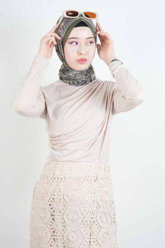 Bayan Kısa Bluz Sandy Bluz Krem - 2