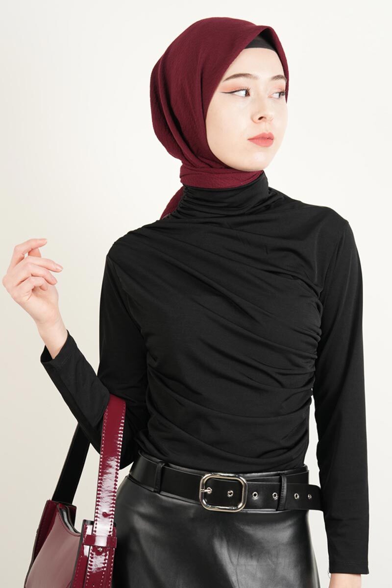 Bayan Kısa Bluz Sandy Bluz Siyah - 1