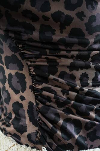 Bayan Kısa Leopar Desenli Sandy Bluz Siyah - 4