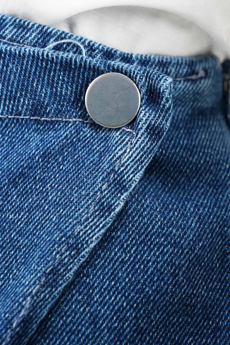 Bayan Kot Etek Ön Çapraz Yandan Bağlamalı Etek Mavi - 3