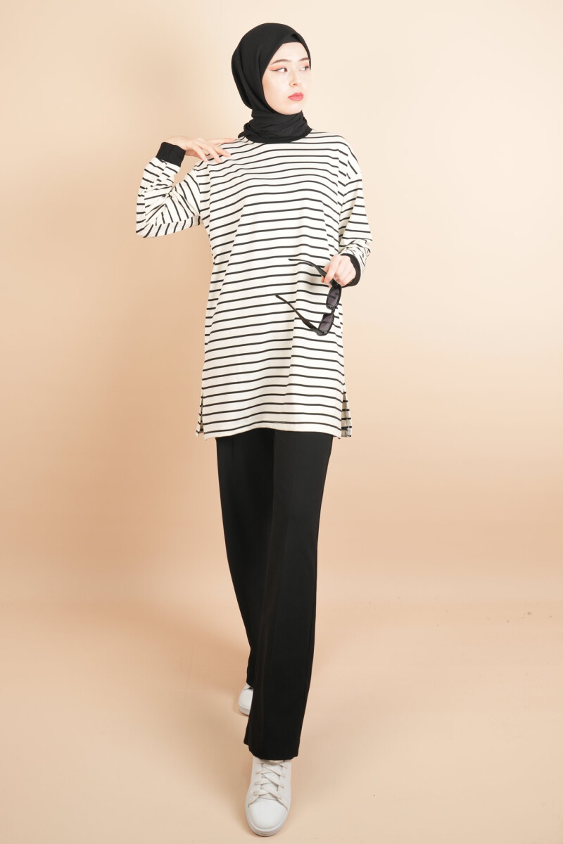 Bayan Modal Kumaş Tesettür Tunik Basic Uzun Tunik Beyaz - 2
