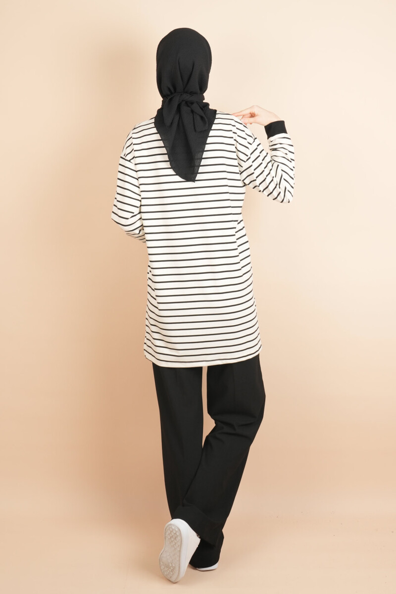 Bayan Modal Kumaş Tesettür Tunik Basic Uzun Tunik Beyaz - 4