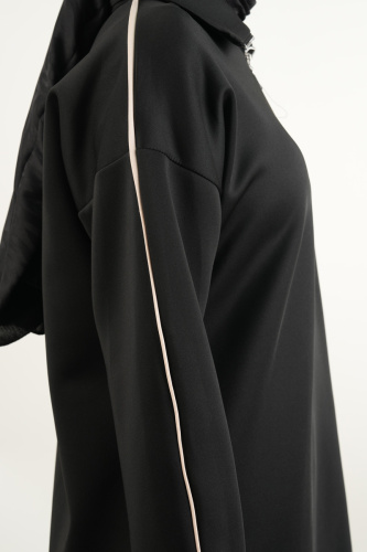 Bayan Scuba Tunik Yarım Fermuarlı Tunik Siyah - 5