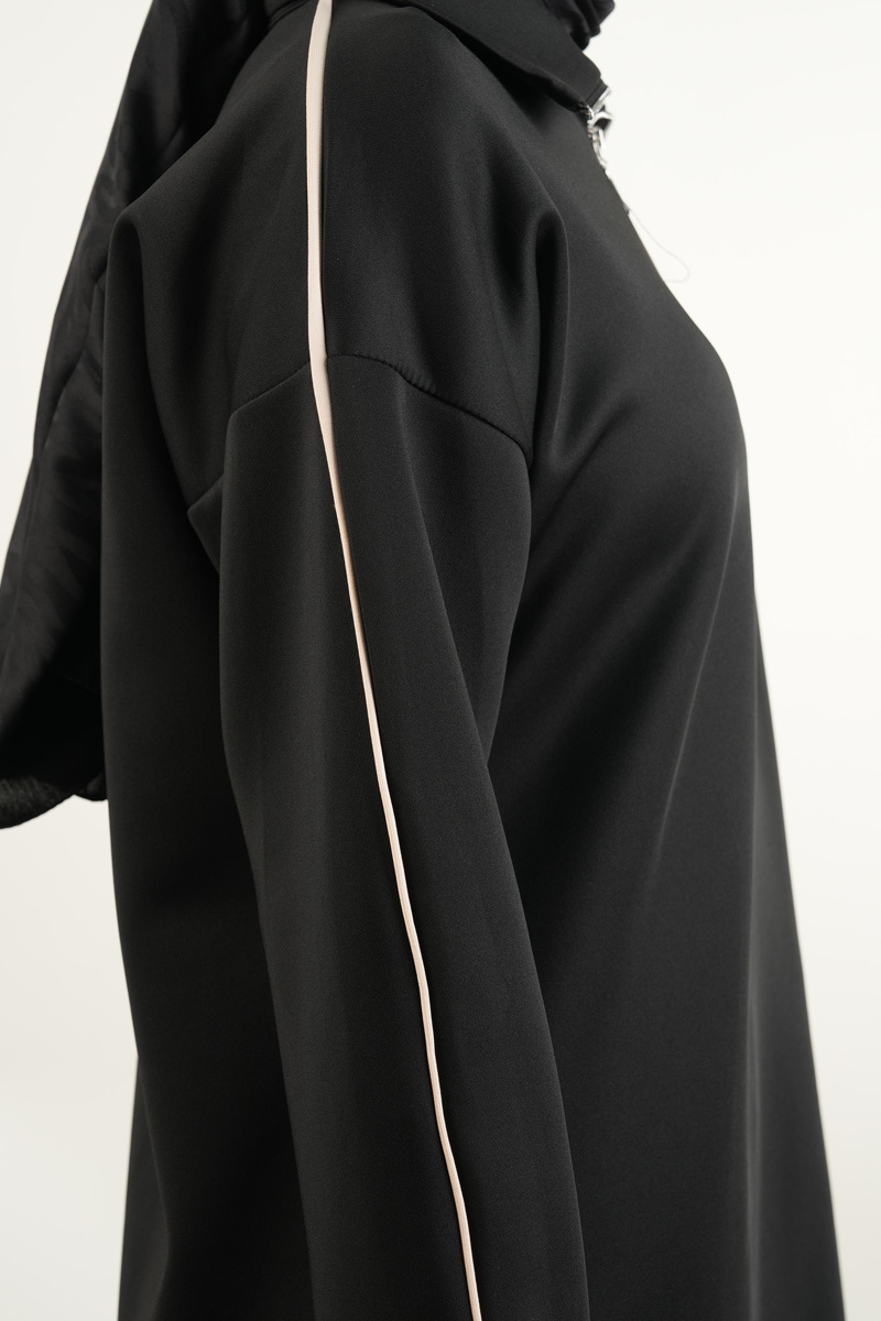 Bayan Scuba Tunik Yarım Fermuarlı Tunik Siyah - 5