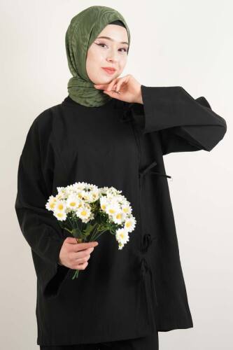 Bayan Tansel Ceket - Ön Fiyonklu Ceket Siyah - 2