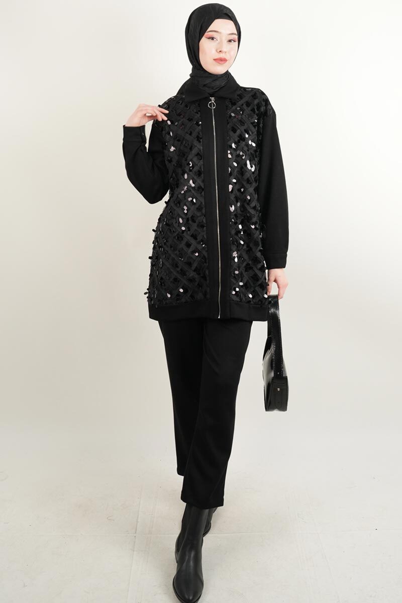 Bayan Tül Detaylı Oysh Takım Siyah - 2