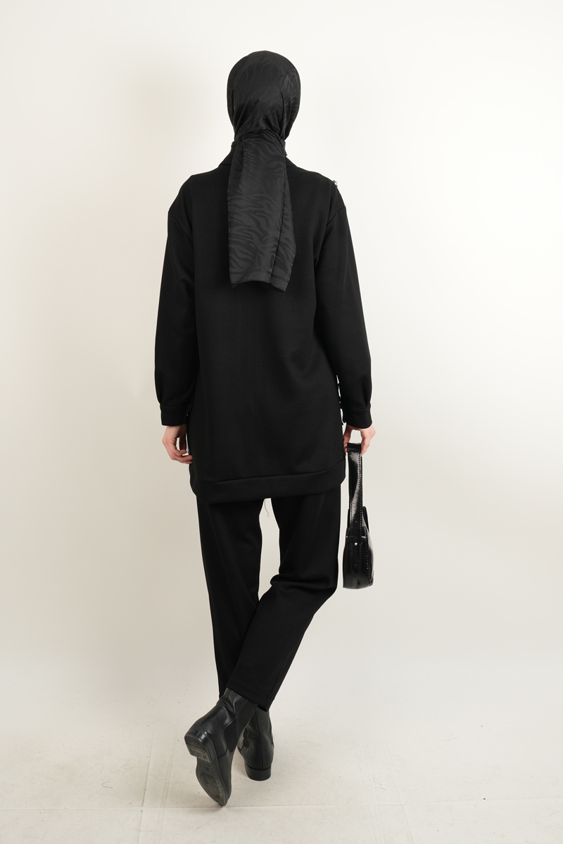 Bayan Tül Detaylı Oysh Takım Siyah - 3