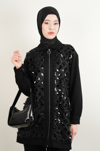 Bayan Tül Detaylı Oysh Takım Siyah - 4