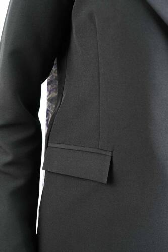 Blazer Takım Yandan Bağlamalı 2 li Takım Siyah - 4