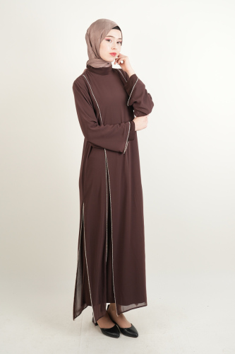 Büyük Beden Abiye Yırtmaç Detaylı 2 li Sandy Şifon Tüllü Abiye Kahverengi - 03Kız Kulesi Teks (1)