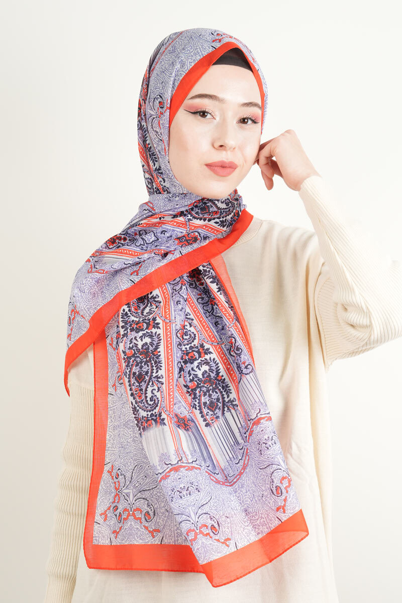 Etnik Desen Şal Turuncu - 1
