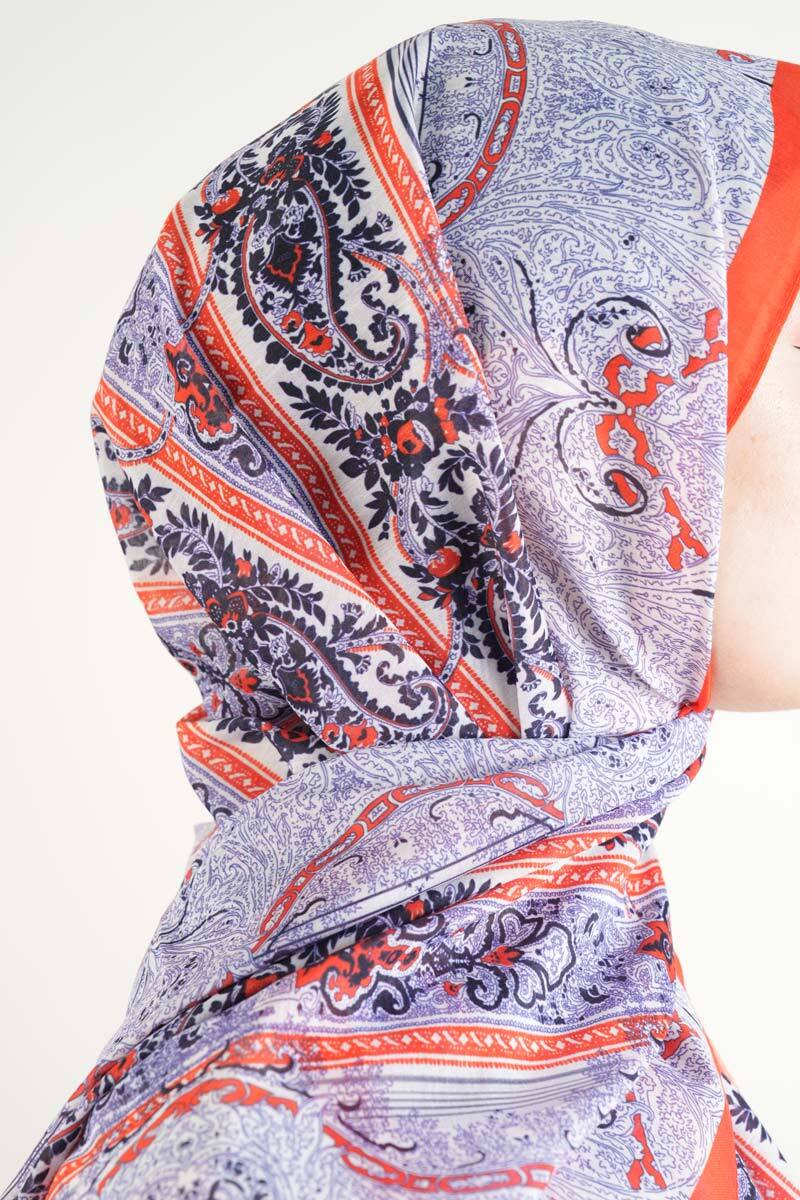 Etnik Desen Şal Turuncu - 3