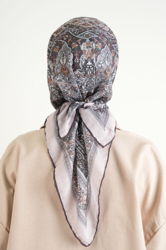 Etnik Desen Soft Eşarp - Açık Vizon - 3