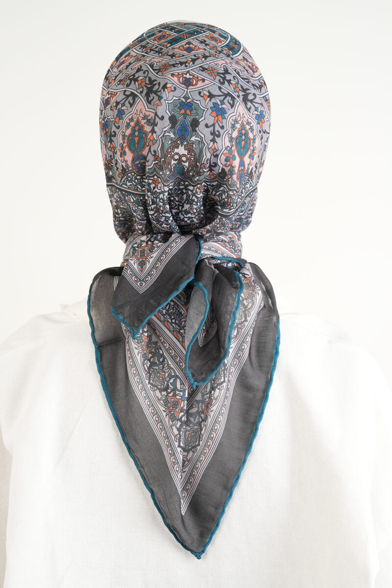 Etnik Desen Soft Eşarp - Gri - 3