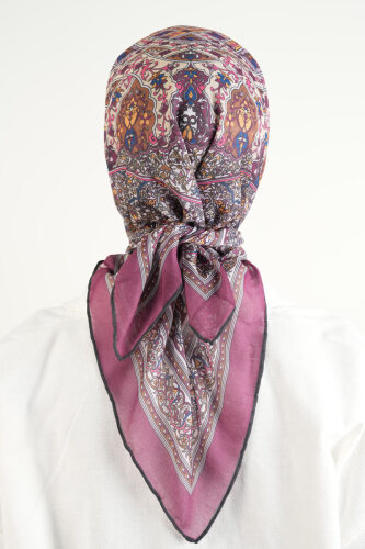 Etnik Desen Soft Eşarp - Mürdüm - 3