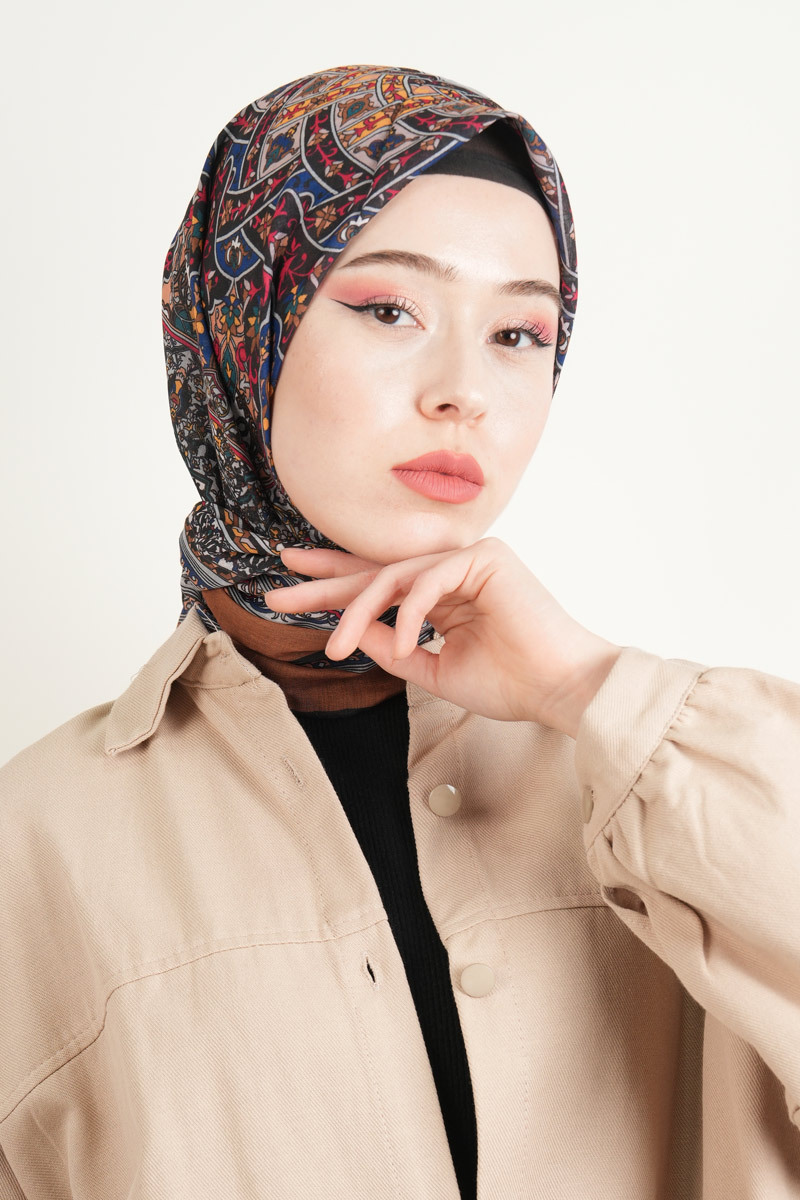 Etnik Desen Soft Eşarp - Safran - 2