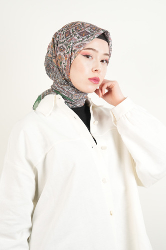 Etnik Desen Soft Eşarp - Yeşil - 03Kız Kulesi Teks (1)