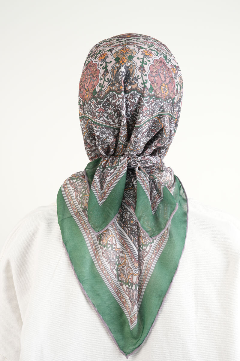 Etnik Desen Soft Eşarp - Yeşil - 3