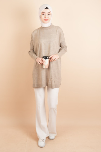 Fitil Kol Yarım Balıkçı Yarasa Kol Kazak Bej - 03Kız Kulesi Teks (1)