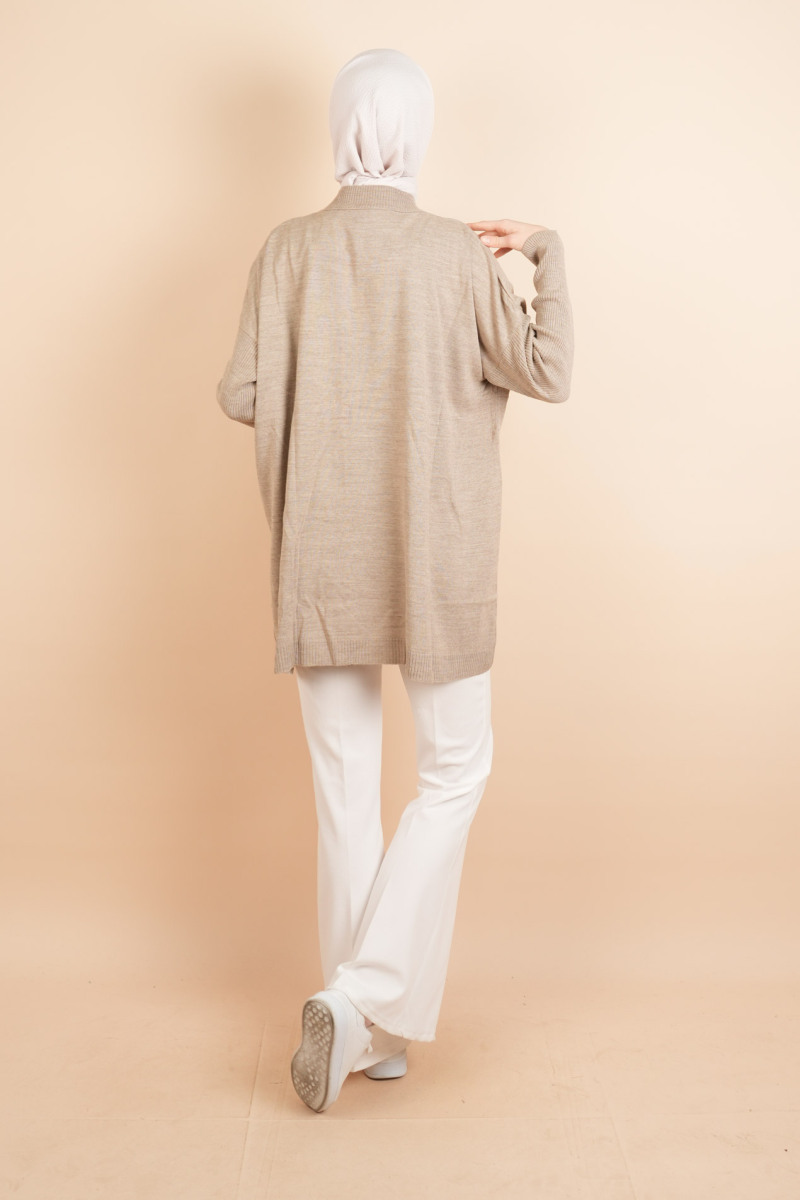 Fitil Kol Yarım Balıkçı Yarasa Kol Kazak Bej - 4