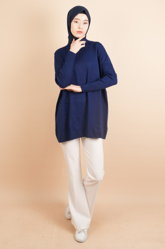 Fitil Kol Yarım Balıkçı Yarasa Kol Kazak Lacivert - 03Kız Kulesi Teks (1)