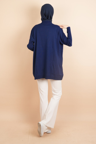 Fitil Kol Yarım Balıkçı Yarasa Kol Kazak Lacivert - 4