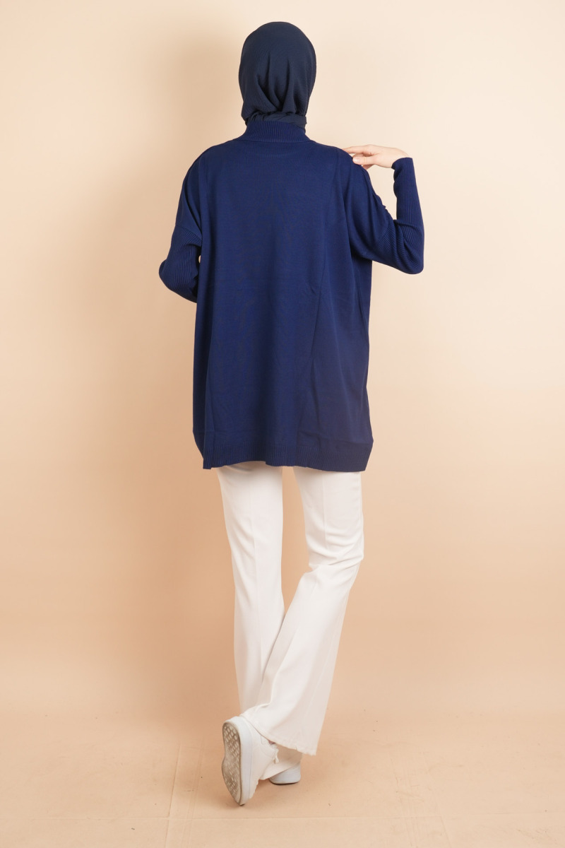 Fitil Kol Yarım Balıkçı Yarasa Kol Kazak Lacivert - 4