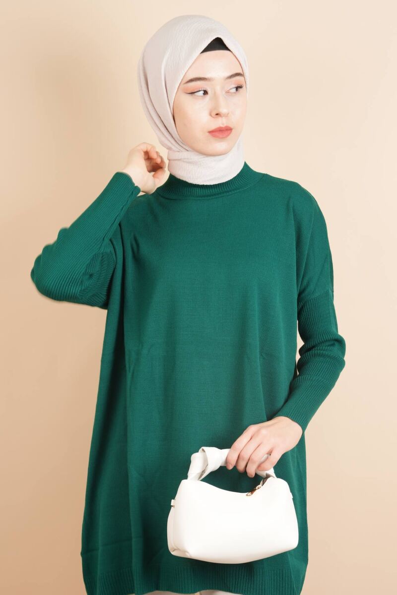 Fitil Kol Yarım Balıkçı Yarasa Kol Kazak Zümrüt - 1