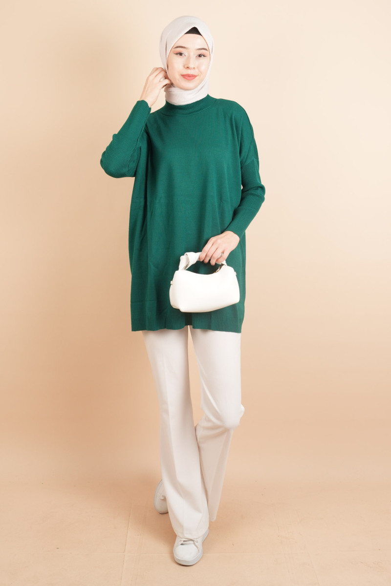 Fitil Kol Yarım Balıkçı Yarasa Kol Kazak Zümrüt - 2