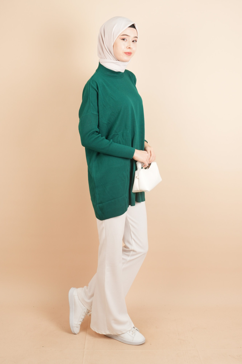 Fitil Kol Yarım Balıkçı Yarasa Kol Kazak Zümrüt - 3