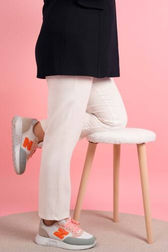 Kadın Dar Kalıp Havuç Pantolon Bel Lastikli Pantolon Beyaz - 03Kız Kulesi Teks (1)