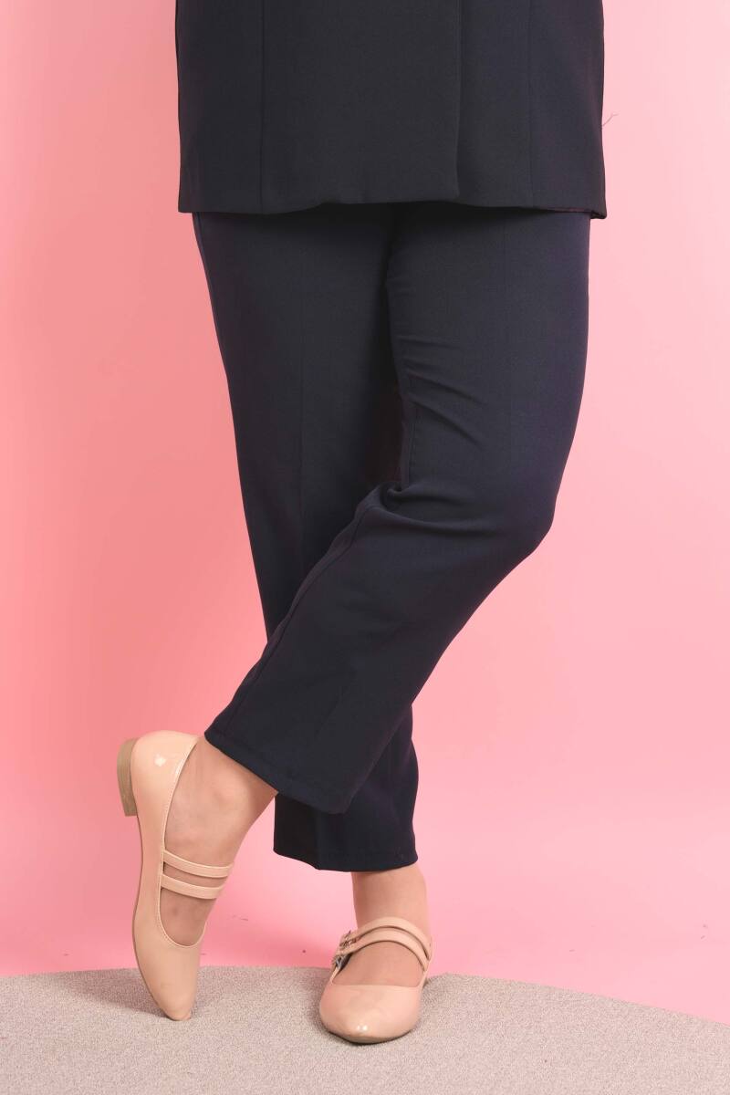 Kadın Dar Kalıp Havuç Pantolon Bel Lastikli Pantolon Lacivert - 1