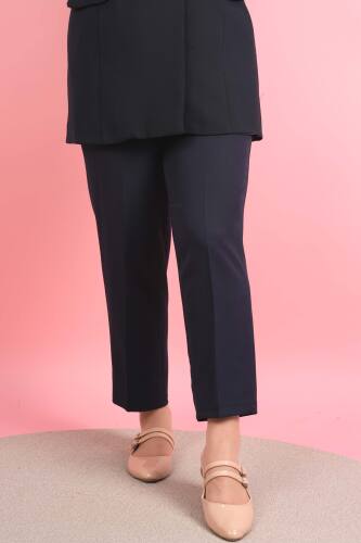 Kadın Dar Kalıp Havuç Pantolon Bel Lastikli Pantolon Lacivert - 03Kız Kulesi Teks (1)