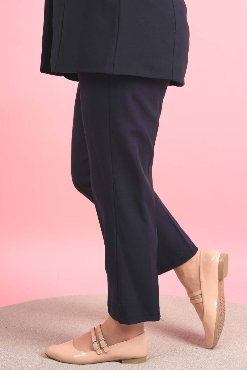 Kadın Dar Kalıp Havuç Pantolon Bel Lastikli Pantolon Lacivert - 3