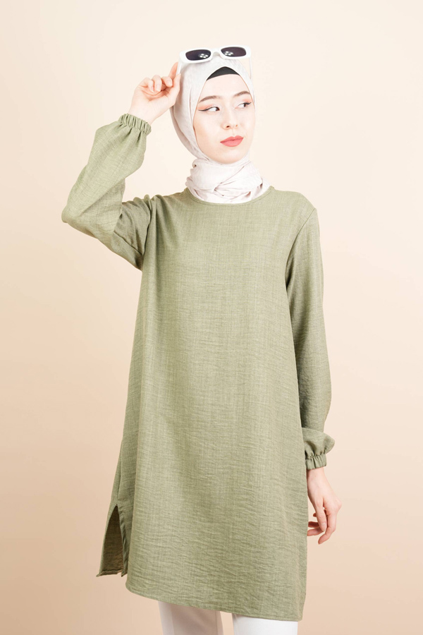 Keten Tunik Model Karma Jenna Açık Yeşil - 4